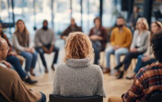 addiction counselors in group